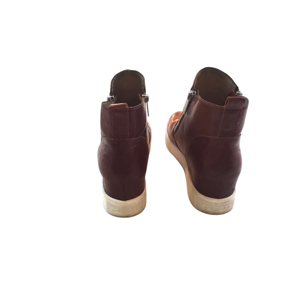 J Slides Nyc Wedge Zipper Booties Brown White Sol… - image 4